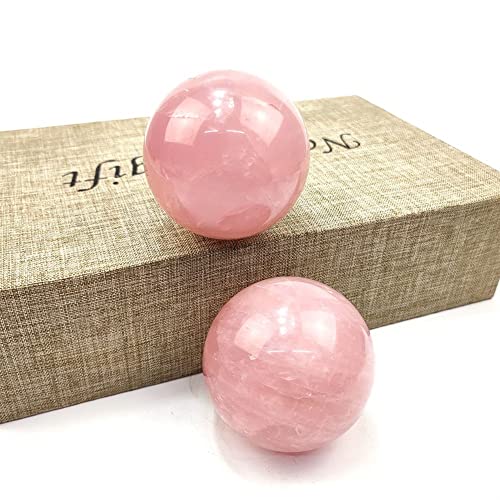 Sphère en quartz rose poli de 8-9cm pour maison de méditation