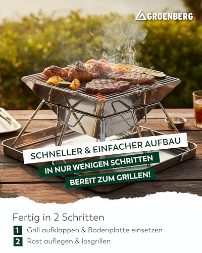 Groenberg Camping Grill Eldfell M Faltgrill Holz Kohle Faltbar Outdoor Edelstahl