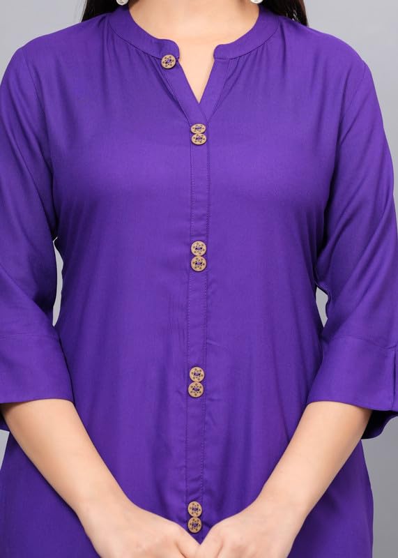 Image of NEW4U Women's Solid Rayon Straight Kurta