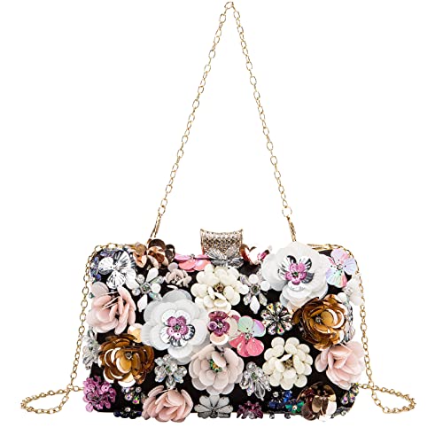 Image of LETODE Flower Clutch Purse Evening Bag for Women Formal Party Handbag Chain Strap Shoulder Bag