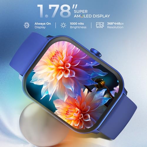 Image of beatXP Nexus 1.78 Super AMOLED Display Bluetooth Calling Smart Watch, Metal Body, Rotary Crown, 368 * 448px, 1000 Nits, 60Hz Refresh Rate, 100+ Sports Modes, 24 /7 Health Tracking, IP68 (Persian Blue)