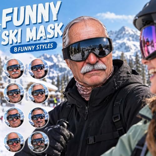 3D Old Man Ski Mask Funny Realistic Face Balaclava Printed Full Face Cover - image 2