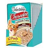 Hartz Delectables Chowder Lickable Wet Cat Treats for Kitten, Adult & Senior Cats, Chicken & Tuna, 12 Count