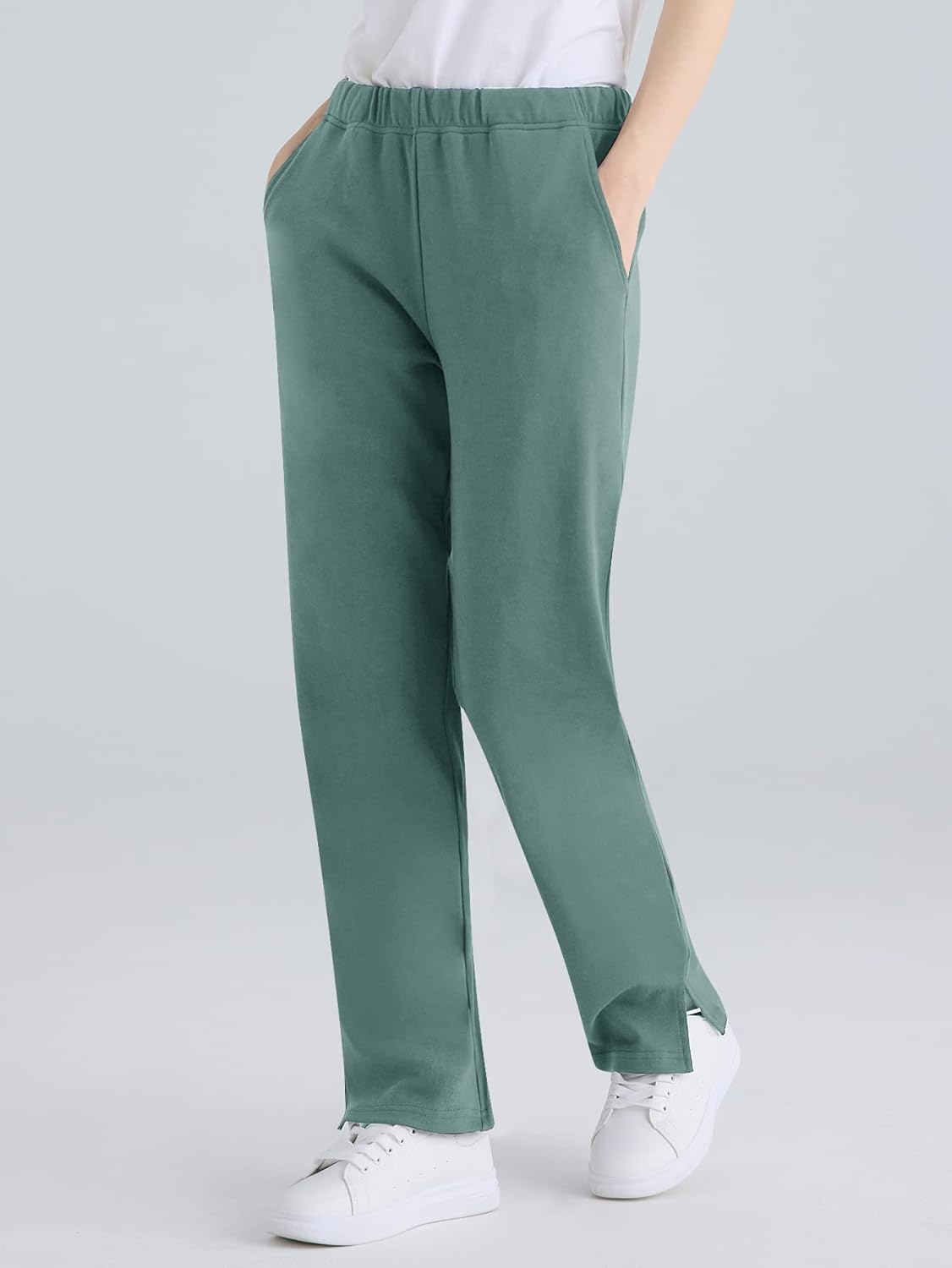 Weintee Women's Petite Knit Pants with Pockets - Image 2
