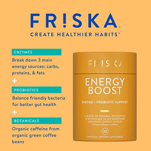 Friska Energy Boost | Digestive Enzyme And Probiotic Supplement | Natural Digestion Health | Pure Daily Energy Support And Gas Relief | 30 Capsules #TOP1