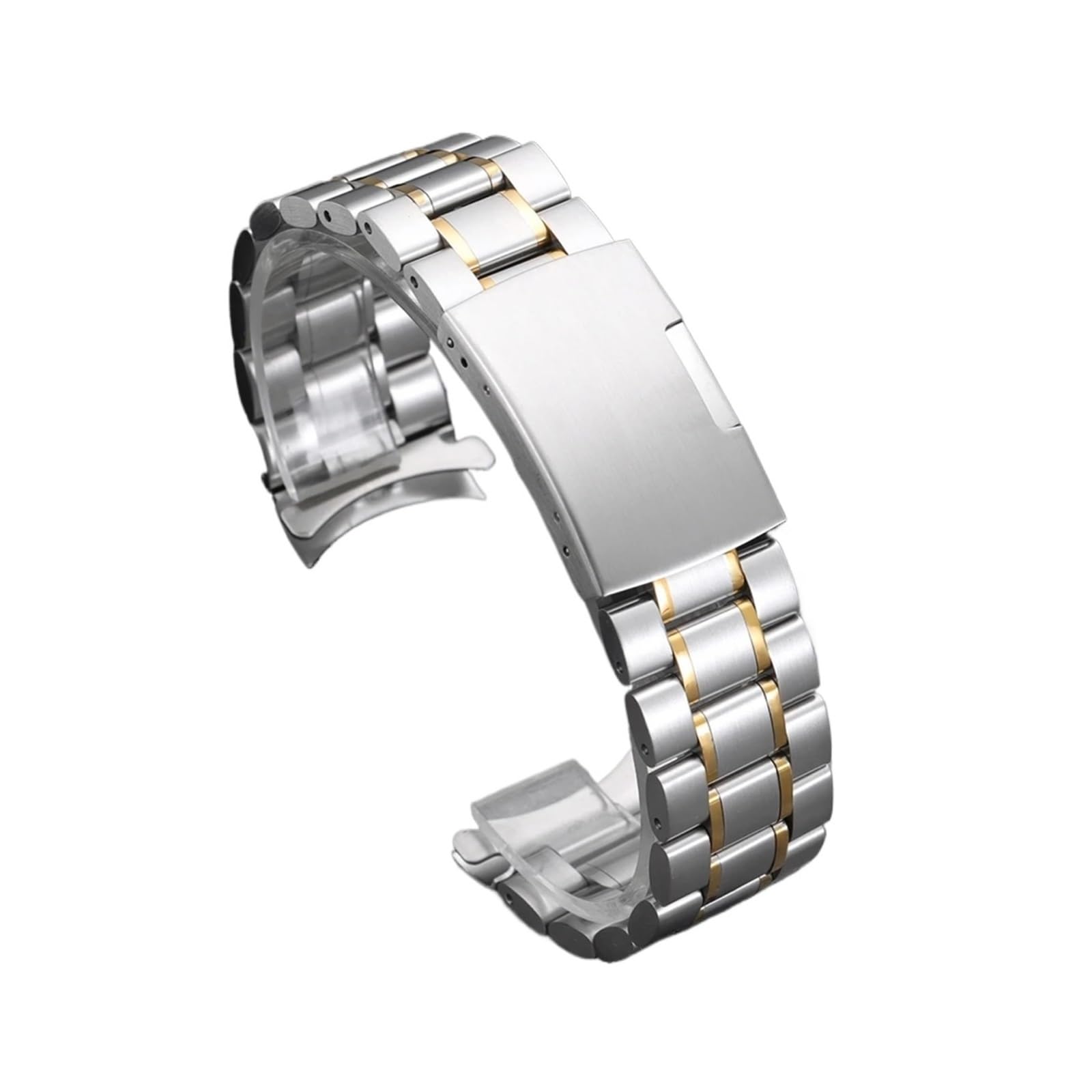 Bracelet de montre en acier inoxydable argenté doré noir 16 18 20 22 24 mm boucle pliable en métal