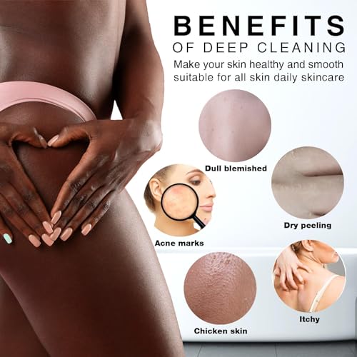 UJFQBH 4 Pieces African Net Sponge African Net Long Net Bath Sponge Exfoliating Shower Body Scrubber Back Scrubber Skin Smoother,Great for Daily Use (Purple, Orange, Green, Pink) — view 5