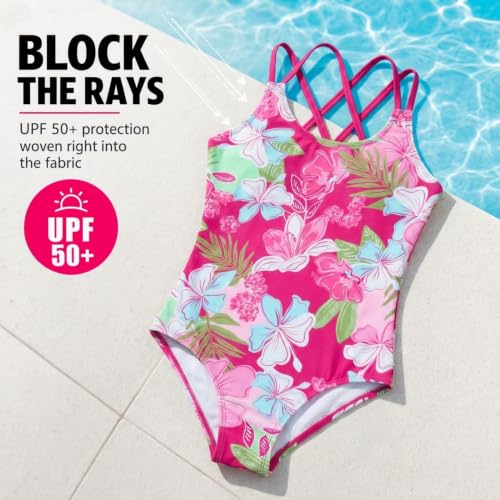 Image of Kanu Surf Girls' Reese UPF 50 Beach Sport Criss-Cross One Piece Swimsuit