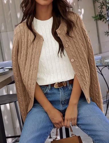 Image of Ezbelle Women's Long Sleeve Open Front Cropped Lightweight Cardigan Sweater Button Down Shirt 2026 Fall Tops