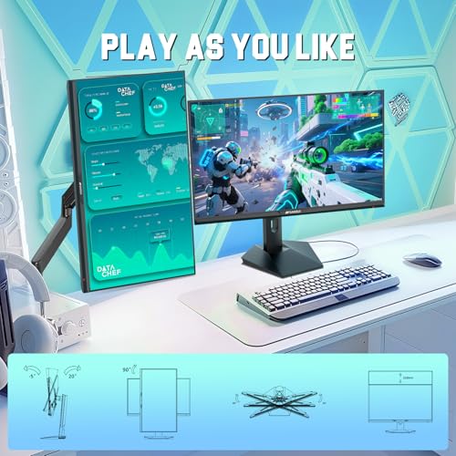 undefined SANSUI 27 inch WQHD 200Hz 180Hz Gaming Monitor 2560×1440P-AMD FreeSync 1ms DCI-P3 95% Fast IPS Computer Monitor,Height Adjustable Vertical/Horizontal Rotating, 2×DisplayPort/HDMI 丨HDR丨Low Motion Blur の商品画像 6