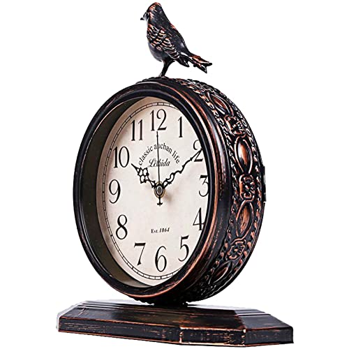 Rnuie Mantel Clock, Large Vintage Desk Clocks For Living Room Decor, Battery Operated Decorative Table Top Bird Clocks For Home,Office, Living Room, Bedroom,Farmhouse(2-Black Bird) #TOP7