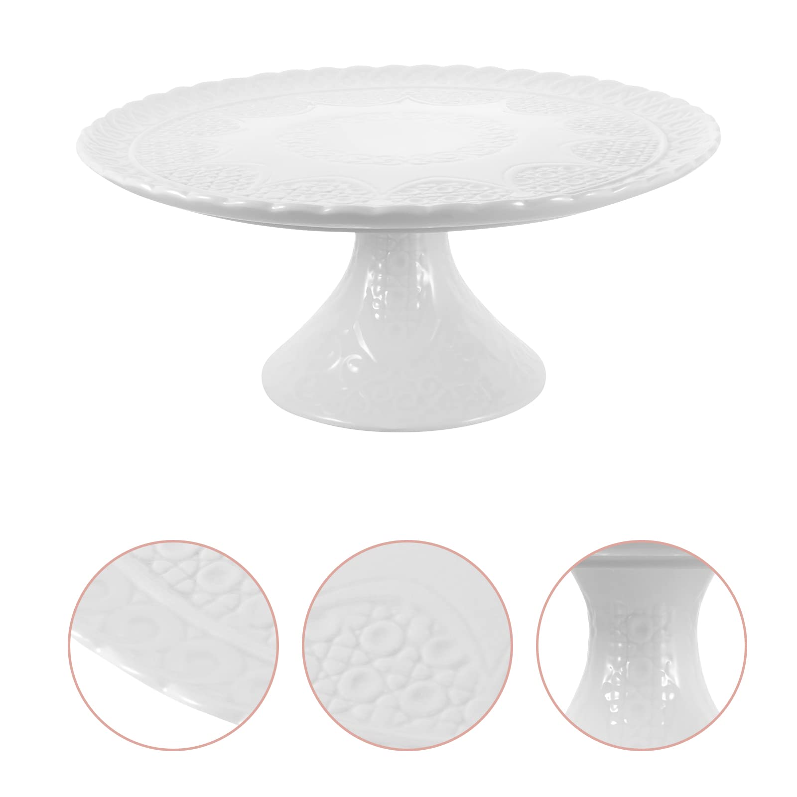 Zerodeko Alzata per Torta in Ceramica Bianca, Design Semplice e Creativo | Servizio Pratico per Banchetti e Feste, Piatto da Portata per Dolci e Snack, Stile Essenziale