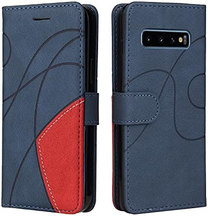 Samsung S10 Case Geometric, Shockproof Wallet Case PU Leather with Credit Card Holder Stand Magnetic Scratchproof Protect Folding Flip Phone Case for Samsung Galaxy S10 Cover Women Men, Blue