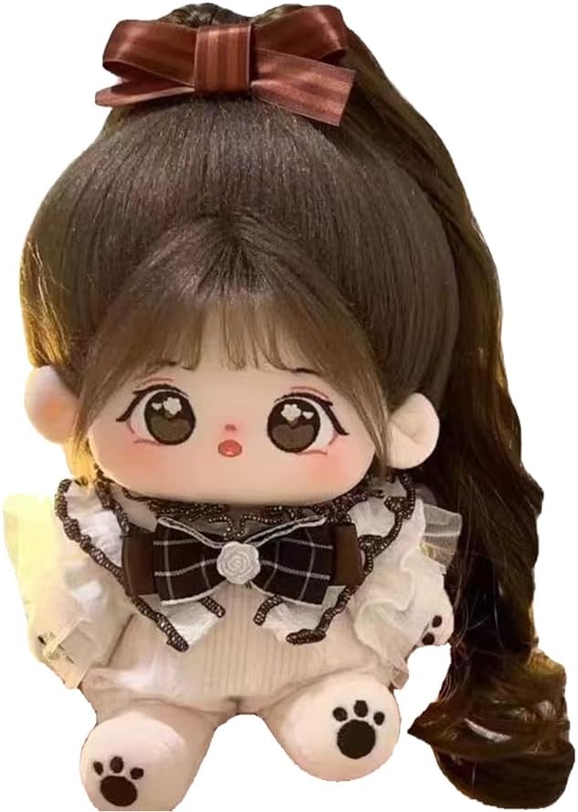 20cm Anime Plush Dolls, Posable Cotton Doll Toy with Clothing and Beautiful Long Hair for Decoration and Collection Gift (X09301)