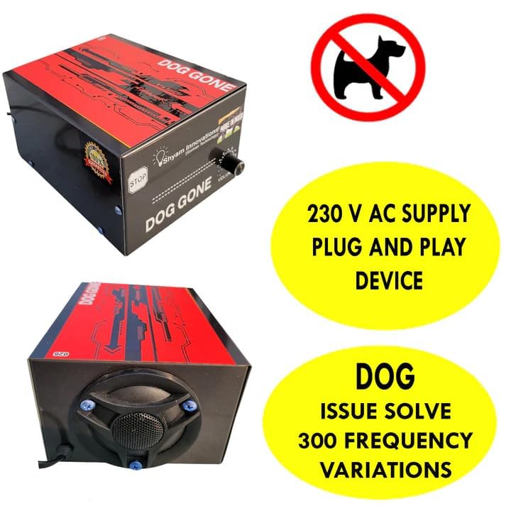 Shyam Innovations Supersonic Dog Repellent System, Loud Noise Deterrent Device to Keep Street Dogs Away, Outdoor Dog Control for Playgrounds, Parking Areas & More, Covers Up to 2200 Sq. Ft. 2