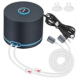 Persuper Aquarium Air Pump Dual Outlets, Super Quite Fish Tank Air Pump 20-600 Gallons, 5W 110V Adjustable High Output Silent Oxygen Aerator Pump with Air Stone Airline Tubing Check Valve Accessories