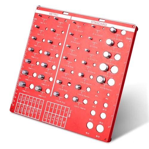 VECOFO 41 Nut and Bolt Thread Checker – Standard and Metric Thread Gauges, Bolt Size and Thread Gauge with 19 Standard & 14 Metric Bolt & 8 Drill Bit Gauge – Ultimate Bolt and Nut Identifier Gauge