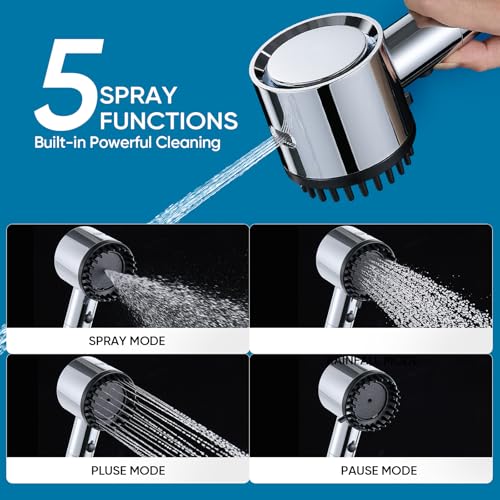 Image of Filtered Shower Head with Handheld, 5 Spray Mode Showerhead with Filters