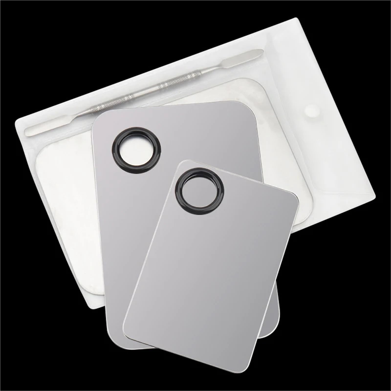 Paleta de mezcla de maquillaje, 5 juegos de paleta de mezcla de maquillaje de acero inoxidable, base de labios, mezclador de sombra de ojos (L-cuadrado)