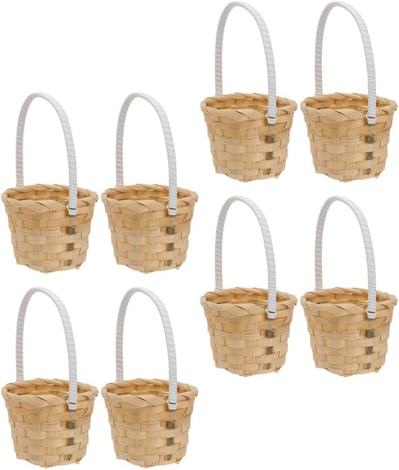 Happyyami Bridesmaid 8Pcs Mini Basket Miniature Mini Woven Baskets with Handles Girl Handmade Rustic Woven Storage Wedding for Wedding Home Bulk Candy