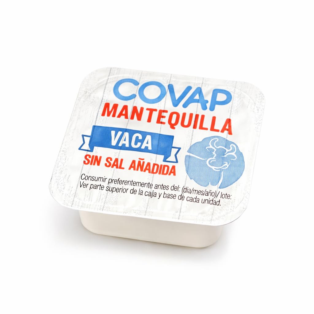 Mantequilla de Vaca Sin Sal Añadida Microtarrinas 96x10 g | Caja Formato Hostelería | Porciones Individuales de Mantequilla Natural | Ideal para Desayunos, Hoteles, Cafeterías y Catering