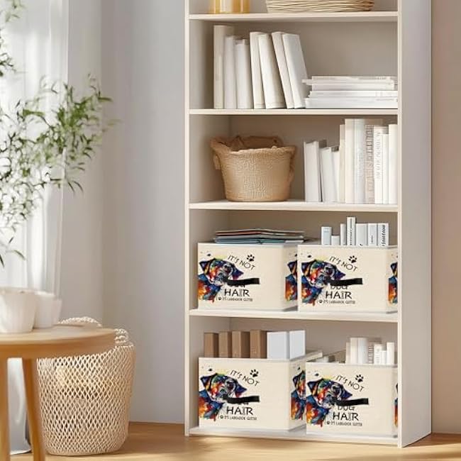 Mancheng-zi Funny Labrador Retriever Dog Collapsible Storage Bins, Labrador Retriever Gifts for Women, Funny Dog Toys Books Clothes Storage Organizer Baskets for Living Room Bedroom