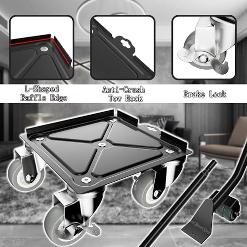 Image of 2,400 lb Capacity Furniture Dolly Set, 6.8-Inch Platforms, Black