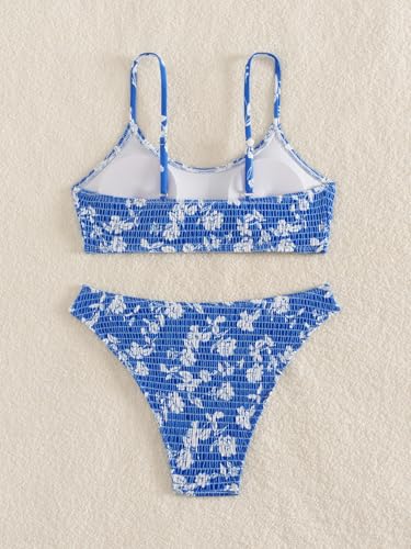 Image of Fanuerg Women's Ribbed Bikini Sets Scoop Neck Cheeky Swimsuit Textured Two Piece Bathing Suit