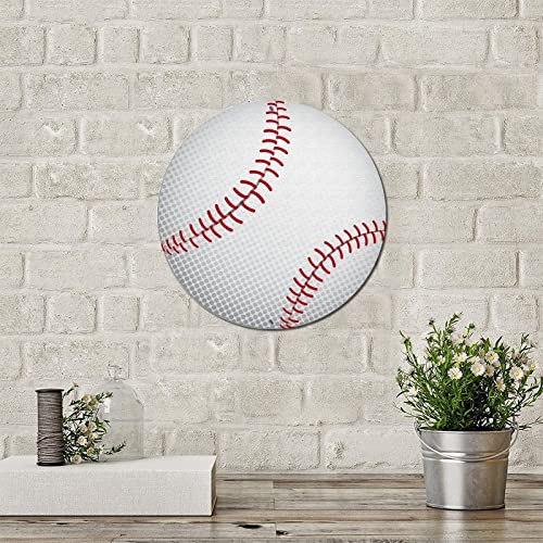 Round Metal Tin Sign Sports Baseball Circle Wreath Sign Vintage Door Door Sign Decorative Christmas Metal Art Prints For Indoor Garden Workshop Christmas Xmas Decor 12 Inch #TOP2