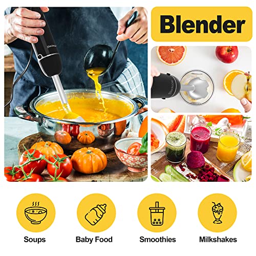 Blackcow Immersion Hand Blender,500W 5-in-1 Hand Blender Electric 12-Speed with Turbo Mode,Handheld Blender Stick with 304 Stainless Steel Blades for Soup, Smoothie, Puree, Baby Food - Image 6
