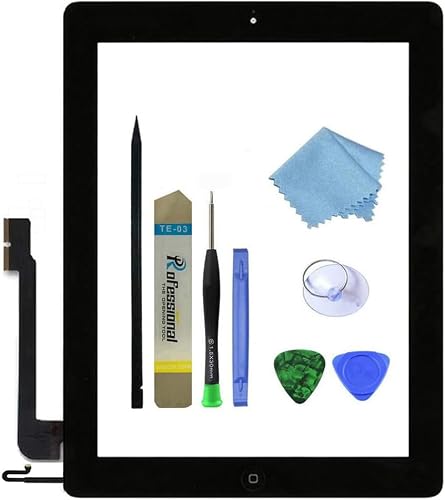 Zentop Touch Screen Digitizer Replacement for Black iPad 4 4th Generation A1458 A1459 A1460 Glass Assembly Repair Kit with Frame Bezel,Tools.