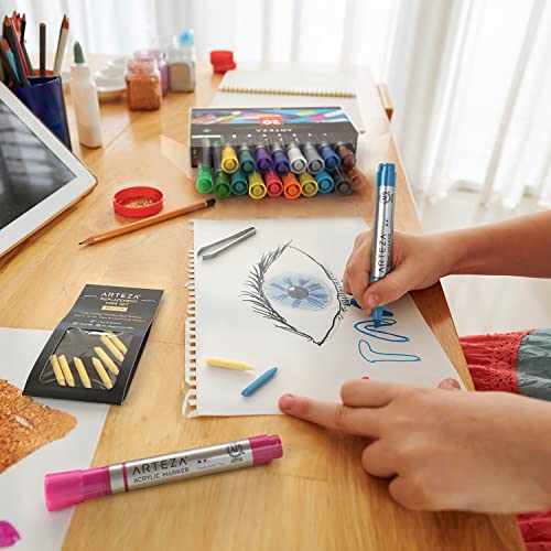 Arteza Marker Tip Set, 10 Chisel Nibs, Marker Nib Replacements For Acrylic, Glass, And Chalk Markers, Includes Stainless Steel Tweezers, Art Supplies For Teachers, Students, And Creatives #TOP3