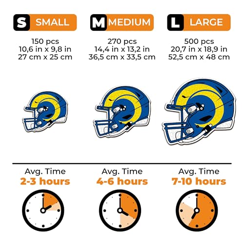 Iconic Puzzles, Los Angeles Rams Helmet, Wooden Puzzle officially licensed NFL, 100% sustainable - Image 4