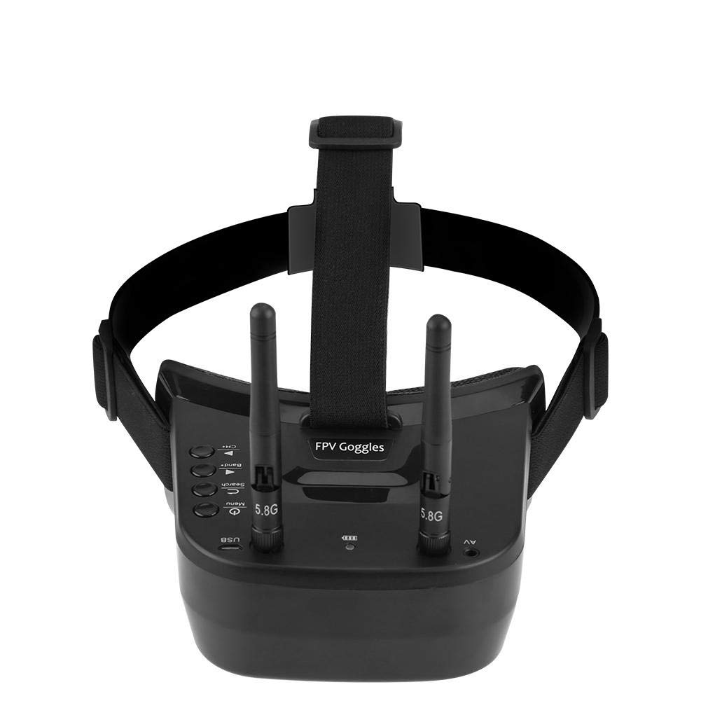 Tonysa 5,8 GHz Mini FPV Brille 3 Zoll 40 Kanal FPV Video Headset Brille 480 * 320 LCD Bildschirm mit doppelten RP SMA Antenne/1200 mAh Batterie für FPV Racing Drone Quadcopter