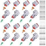 86 PCS Deutsch DT Grey 3 Pin Connectors 8 Set, Waterproof Electrical Wire Connector with Stamped Contacts and Seal Plug for Truck, Off-Road Vehicles, Construction, Agriculture, Motorcycle Wiring