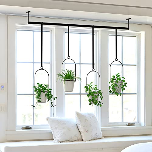 Kcysta Hanging Planters For Indoor Plants, Indoor Outdoor Hanging Planter 4 Pack Plant Hanger, Wall Or Ceiling Hanging Plant Holder, Black #TOP1