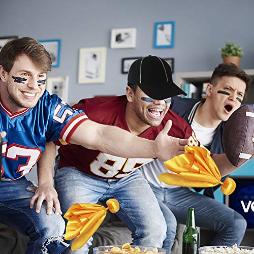Six Senses Media 6 Penalty Flag Football Flags, 1 Referee Hat Black with White, 1 Referee Stainless Steel Whistle with Lanyard, Sports Fan Set for Football Games Party Accessory