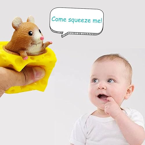 Miniatura 4 de Juguete para apretar con queso, ratón, 3 piezas, para aliviar el estrés, la ansiedad, la tensión, regalo sensorial, recuerdo de fiesta, premio en el