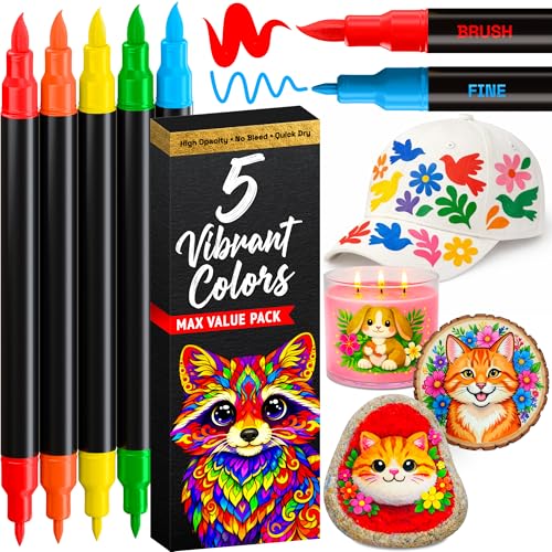 Image of ARTISTRO 5 Acrylic Paint Markers - Paint Pens for Drawing - For Fabric, Rock, Glass, Wood, Molds - Arts & Crafts Gift for Adults, Teens, Kids, Classroom Must Haves & School Supplies