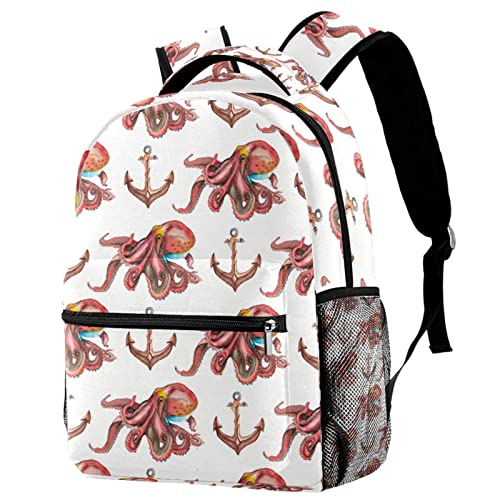 Sac à dos voyage loisirs campus pieuvre ancre avec porte-bouteille pour enfants