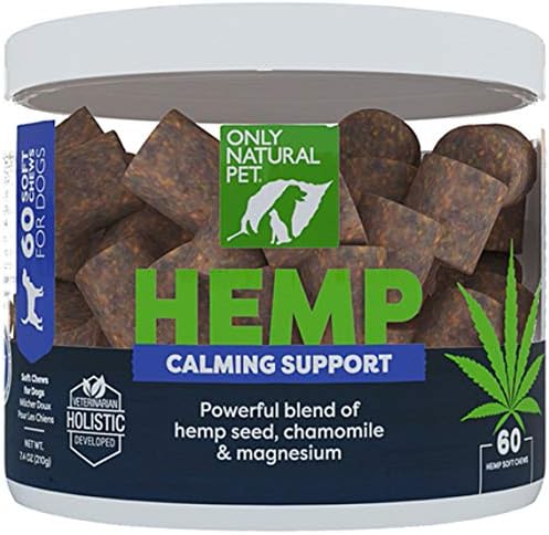 Only Natural Pet Calming Hemp Soft Chews - Stress & Anxiety Calming Treat for Dogs, L-Theanine, Chamomile & Lemon Balm - 60 Count