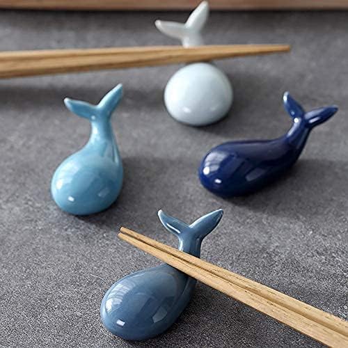 RAYNAG 4 Pack Dolphin-shaped Chopstick Rest, Ceramic Cute Chopstick Holders for Fork Spoon Kitchen Dinning Table Decoration