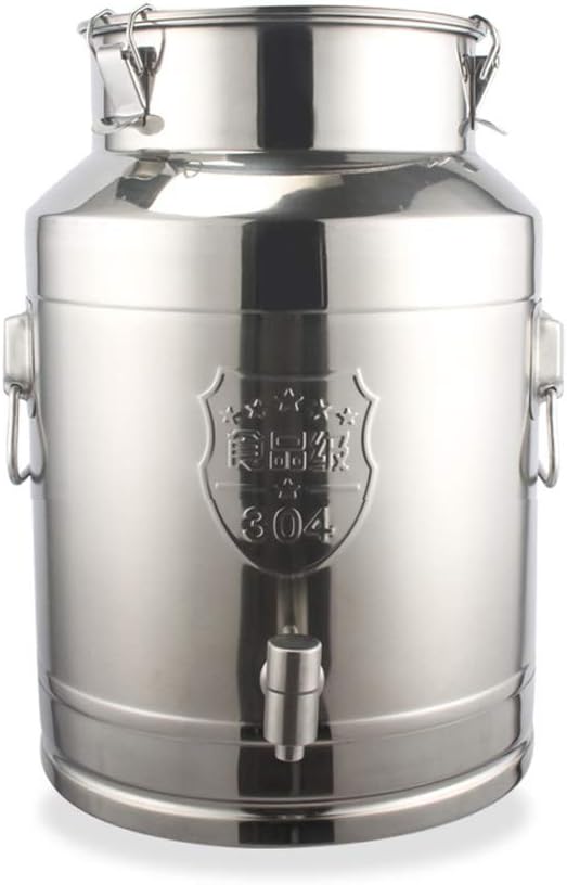 Milk Bucket Wine Pail Milk Can Tote Jug Transport Tank with Sealed Lid and Faucet, Rice Oil Tobacco Storage and Keep Fresh,35L