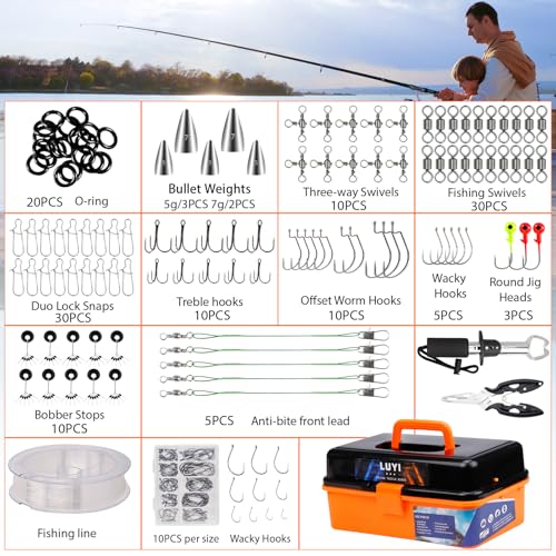 Caja Grande de Pesca de 3 Niveles con Equipo de Pesca Incluido, Kit de Señuelos de 423 Piezas para Bass, Trucha y Agua Dulce y Salada miniatura 2