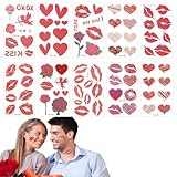 10 Feuilles 84pcs Autocollants Tatouage Saint-Valentin, Lèvres Rouges Cour Rose Cupidon Autocollants Tatouage Temporaire Thème Saint-Valentin Décoration Parfaite Saint-Valentin Adultes