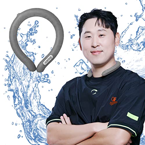 KN FLAX Portable Neck Cooling Tube, Neck Cooler for Summer, Reusable Ice Ring, Hands Free Ice Cooler Gel Indoor Outdoor, Workers Sports (Black-Basic)