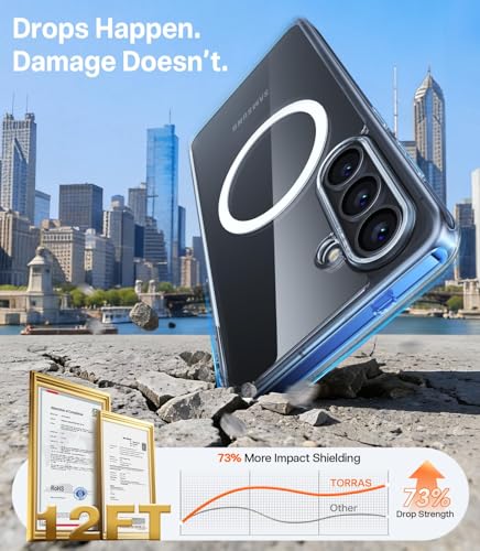 Image of TORRAS Magnetic Shockproof Fit for Samsung Galaxy S26 Case, [Non-Yellowing] [Strong Magnet] [12FT Military-Grade Protection] Transparent Slim Case for Samsung Galaxy S26 Back Cover, Diamond Clear