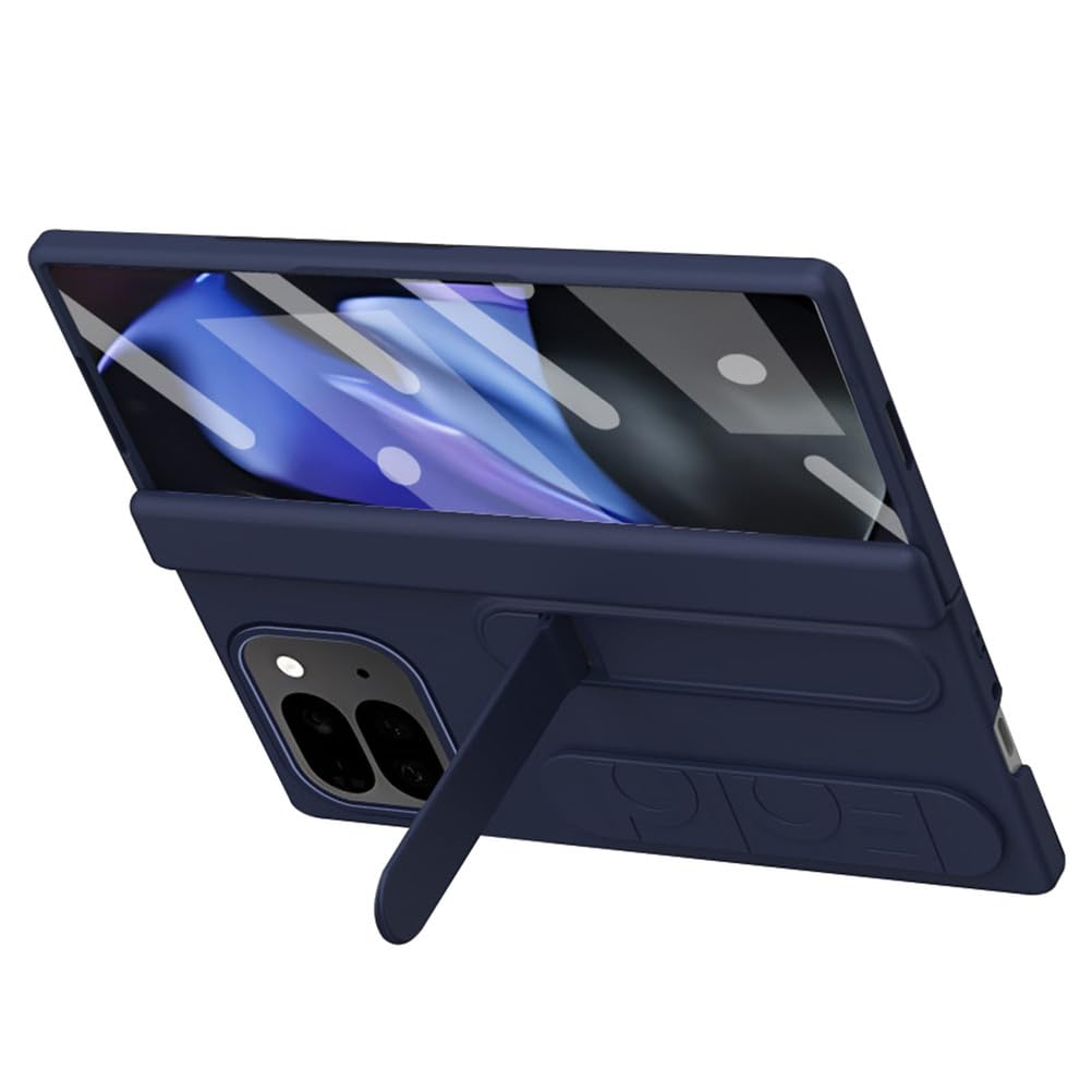 Etui ze stojakiem do Google Pixel 10 Pro Fold, ochrona ekranu, all-inclusive zawias z paskiem na rękę, ochrona przed upadkiem, niebieskie, 10 Pro Fold