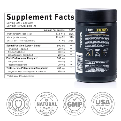 InnoSupps T-Drive Magnum | Testosterone Booster for Men, Amplify Muscle Growth - Tongkat Ali, Zinc, Fenugreek - Fat Burner & Testosterone Supplement for Men (90 Capsules) - Image 5