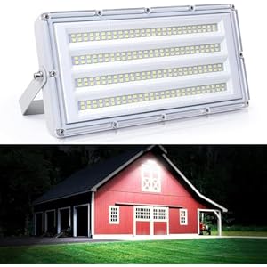 LED Flood Lights Outdoor, 100W 10000 LM Outdoor Security Lights with Plug, Outside LED Work Light 6500K Daylight White, IP66 Waterproof Bright Floodlight for Garage, Yard, Patio, Playground